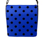 Polka Dots - Black on Royal Blue Flap Closure Messenger Bag (L)