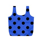 Polka Dots - Black on Royal Blue Full Print Recycle Bag (S)