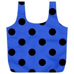 Polka Dots - Black on Royal Blue Full Print Recycle Bag (XL)