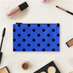 Polka Dots - Black on Royal Blue Cosmetic Bag (S)