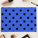Polka Dots - Black on Royal Blue Cosmetic Bag (XXL)