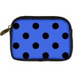 Polka Dots - Black on Royal Blue Digital Camera Leather Case