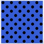 Polka Dots - Black on Royal Blue Canvas 12  x 12 