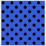 Polka Dots - Black on Royal Blue Canvas 16  x 16 