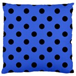 Polka Dots - Black on Royal Blue Large Cushion Case (Two Sides)