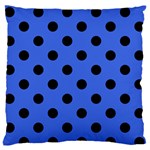 Polka Dots - Black on Royal Blue Large Flano Cushion Case (One Side)