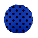 Polka Dots - Black on Royal Blue Standard 15  Premium Round Cushion