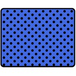 Polka Dots - Black on Royal Blue Fleece Blanket (Medium) (One Side)
