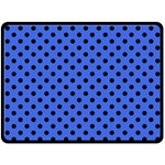 Polka Dots - Black on Royal Blue Double Sided Fleece Blanket (Large) (Two Sides)