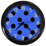 Polka Dots - Black on Royal Blue Wall Clock (Black)