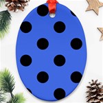 Polka Dots - Black on Royal Blue Ornament (Oval)