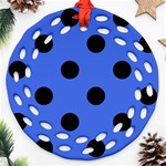 Polka Dots - Black on Royal Blue Ornament (Round Filigree)