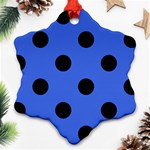 Polka Dots - Black on Royal Blue Snowflake Ornament (Two Sides)