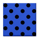 Polka Dots - Black on Royal Blue Tile Coaster