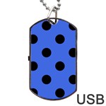 Polka Dots - Black on Royal Blue Dog Tag USB Flash (Two Sides)