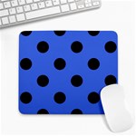 Polka Dots - Black on Royal Blue Large Mousepad