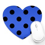 Polka Dots - Black on Royal Blue Heart Mousepad