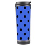 Polka Dots - Black on Royal Blue Travel Tumbler