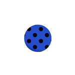Polka Dots - Black on Royal Blue 1  Mini Magnet