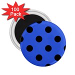 Polka Dots - Black on Royal Blue 2.25  Magnet (100 pack)