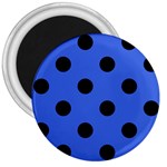 Polka Dots - Black on Royal Blue 3  Magnet