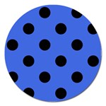 Polka Dots - Black on Royal Blue Magnet 5  (Round)