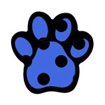 Polka Dots - Black on Royal Blue Magnet (Paw Print)