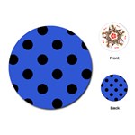 Polka Dots - Black on Royal Blue Playing Cards (Round)