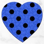 Polka Dots - Black on Royal Blue Jigsaw Puzzle (Heart)