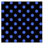Polka Dots - Royal Blue on Black Large Satin Scarf (Square)