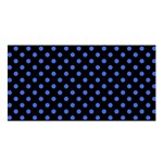 Polka Dots - Royal Blue on Black Satin Shawl