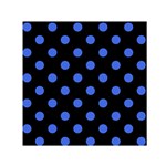 Polka Dots - Royal Blue on Black Small Satin Scarf  (Square)