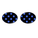 Polka Dots - Royal Blue on Black Cufflinks (Oval)
