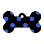 Polka Dots - Royal Blue on Black Dog Tag Bone (One Side)