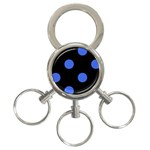Polka Dots - Royal Blue on Black 3-Ring Key Chain