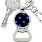 Polka Dots - Royal Blue on Black Bottle Opener Key Chain