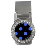 Polka Dots - Royal Blue on Black Money Clip (CZ)