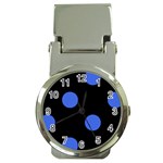 Polka Dots - Royal Blue on Black Money Clip Watch