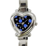 Polka Dots - Royal Blue on Black Heart Italian Charm Watch