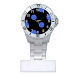 Polka Dots - Royal Blue on Black Nurses Watch