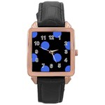 Polka Dots - Royal Blue on Black Rose Gold Leather Watch