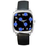 Polka Dots - Royal Blue on Black Square Metal Watch