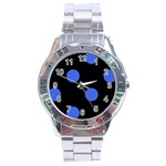Polka Dots - Royal Blue on Black Stainless Steel Analogue Watch