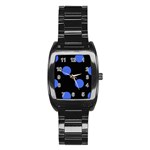 Polka Dots - Royal Blue on Black Stainless Steel Barrel Watch