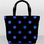 Polka Dots - Royal Blue on Black Bucket Bag