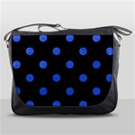 Polka Dots - Royal Blue on Black Messenger Bag