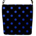 Polka Dots - Royal Blue on Black Flap Closure Messenger Bag (S)