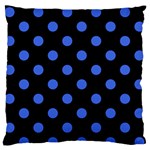 Polka Dots - Royal Blue on Black Standard Flano Cushion Case (Two Sides)