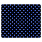 Polka Dots - Royal Blue on Black Double Sided Flano Blanket (Small)
