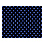 Polka Dots - Royal Blue on Black Double Sided Flano Blanket (Large)